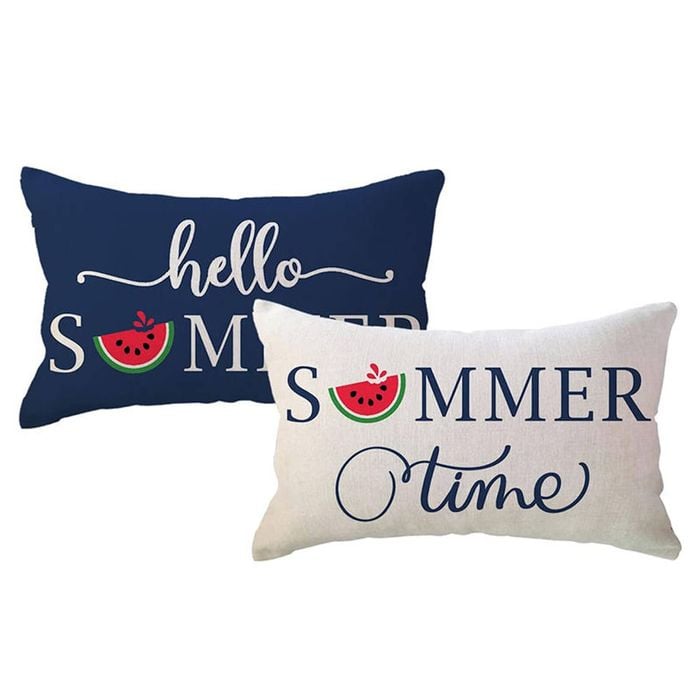 Catzon 2 Pcs Summer Lumbar Pillow Covers Linen Pillowcase for Home Decor-Set 10
