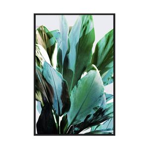 Artey | Green Leaves II - Framed Canvas - Black Frame - 100 x 150cm