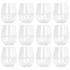 Argon Tableware 600ml Plastic Wine Glasses - Set Of 12 - Clear Reusable Stemless Cocktail Champagne Tumbler Drinking Cups