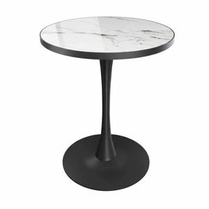 P&P Jade White And Black Round Sintered Stone Bar Table For Modern Kitchens And Lounges