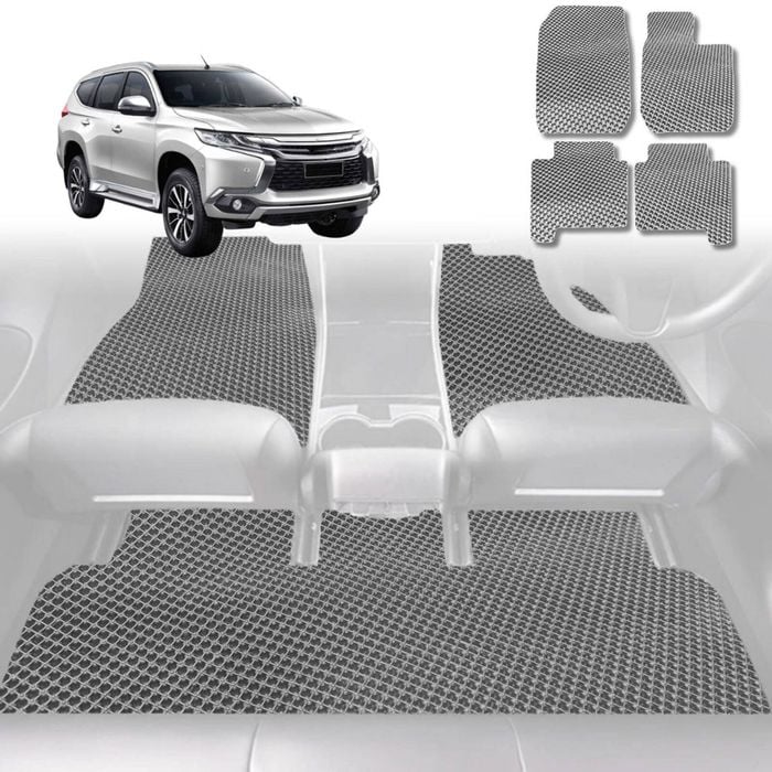 6D Diamond Car Floor Mats for Mitsubishi Challenger 2008-2016-Full Set-Grey-Outback GT