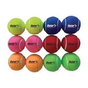12pc Victor Sports Tennis Ball Pressureless Training Balls Set Multicolour