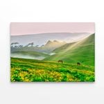 Horses Surrounded By Grasslands  Print 100% Australian Made 150 x 100cm  (Stretched)
