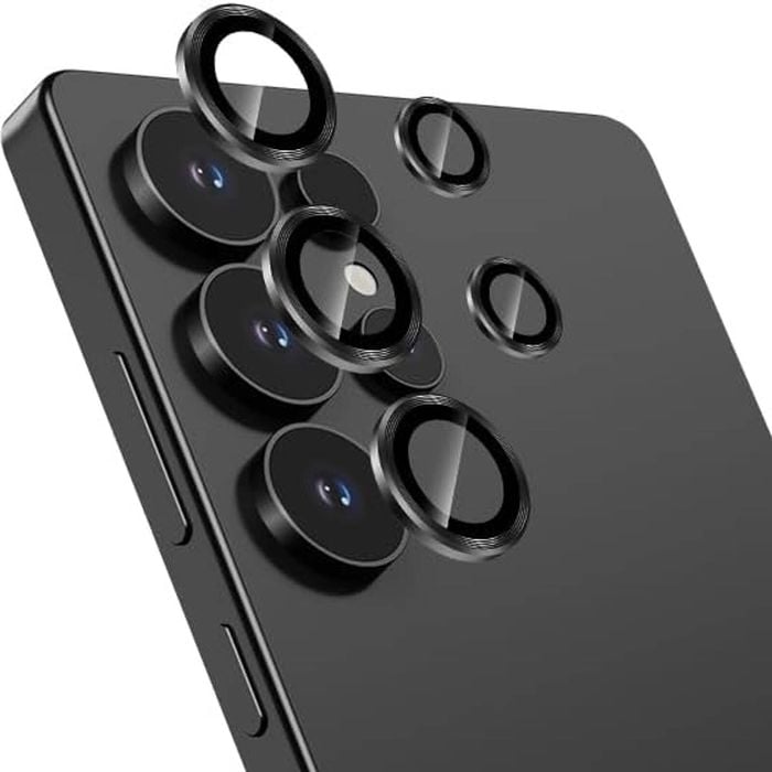 For Samsung Galaxy S25 Ultra Metal Camera Lens Glass Individual Eagle Protector Cover - Black