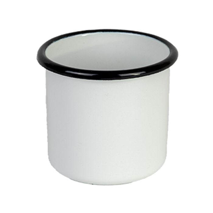 Urban Style Enamelware 8cm/360ml Porcelain w/ Black Rim Tumbler - White