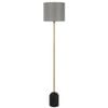 Telbix Livia Modern Standing Floor Lamp Light Foot Switch Travertine Fabric Metal Black Dark Antique Brass Dark Grey Matte