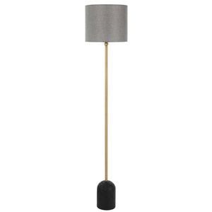 Telbix Livia Modern Standing Floor Lamp Light Foot Switch Travertine Fabric Metal Black Dark Antique Brass Dark Grey Matte
