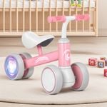Advwin Baby Balance Bike Colorful Lighting Toddler No Pedal Push Bicycle Ride on Toy for 12-36 Month Pink