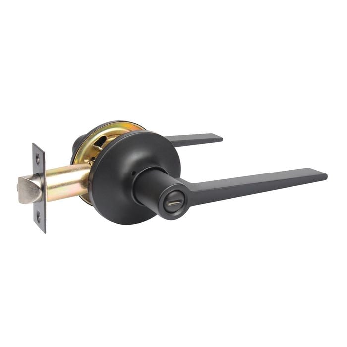 Ikonic Matte Black Slimline Privacy Lever Set