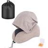 Catzon Travel Neck Pillow with Hood Memory Foam for Neck Support-F05-Coffee