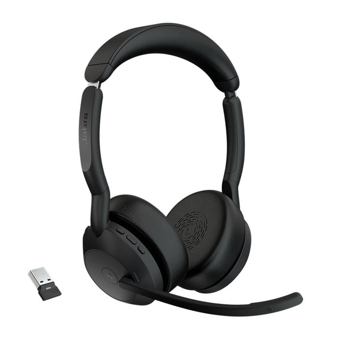 Jabra Evolve2 55 Usb A Stereo Teams Active Noise Cancellation, Link 380 Bluetooth Adapter ,30m Wireless Range