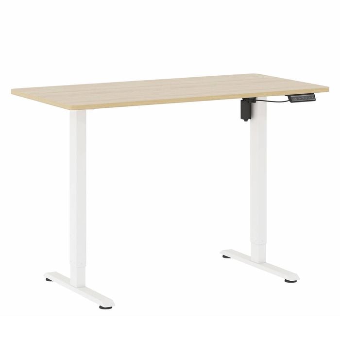 Ufurniture Electric Standing Desk 120x60cm Height Adjustable With Memory Presets Home Office, White Frame+oak Desktop