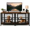 Advwin 2PCS Foldable Dog Cage Dog Crate Furniture Dog Kennel Heavy Duty Dog Crates Decorative Pet House End Side Table TV Stand