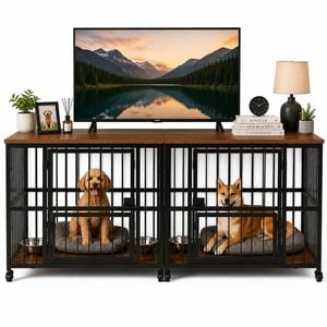 Advwin 2PCS Foldable Dog Cage Dog Crate Furniture Dog Kennel Heavy Duty Dog Crates Decorative Pet House End Side Table TV Stand