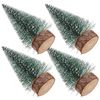 P&P Green Mini Artificial Christmas Trees with Wooden Bases Set of 4 Tabletop Decor