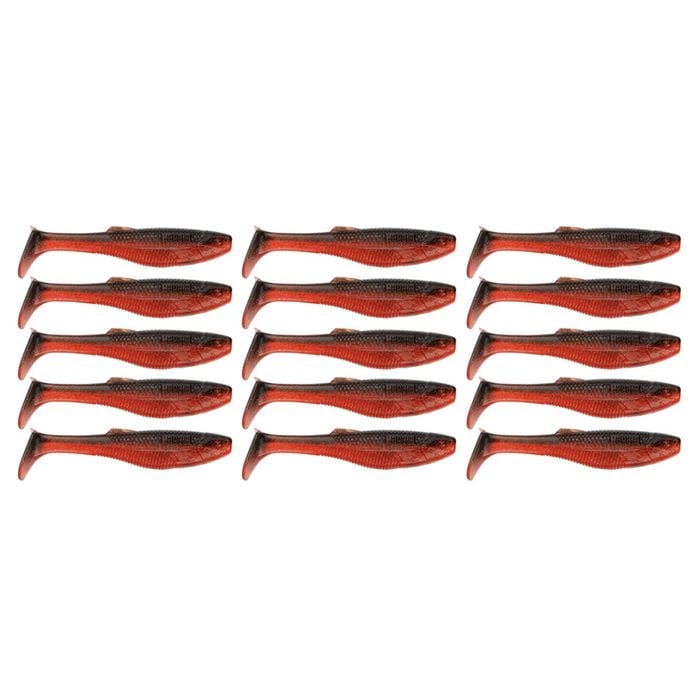 3x 5PK 4In Rapala Crush City Heavy Hitter Plastic Paddle Tail Lures - Red Dog
