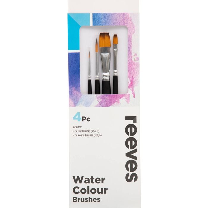 Reeves 4 Piece Golden Synthetic Water Colour Brushes