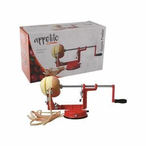 Appetito Sturdy Kitchen Apple Peeler/Corer Device w/ Suction Base Red