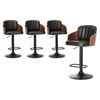 Oikiture 4x Bar Stools Swivel Gas Lift Leather Padded Black OMA
