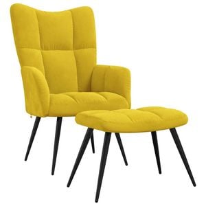 vidaXL Relaxing Chair with a Stool Mustard Yellow Velvet armchair with stool
