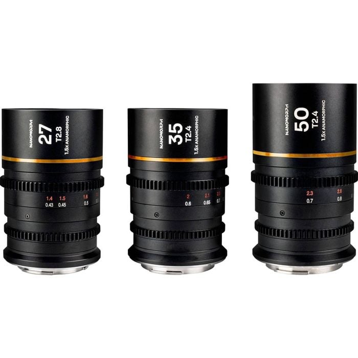 Laowa Nanomorph S35 Prime 3 Lens Bundle - 27mm, 35mm, 50mm - Canon Rf Mount - Amber