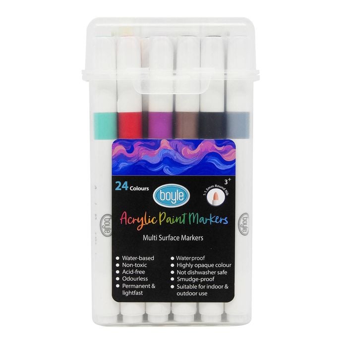 Boyle Acrylic Paint Markers With Storage Case - 24 Pack