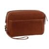 Pierre Cardin s Leather Toiletry  Travel Organizer Wash Case Tan