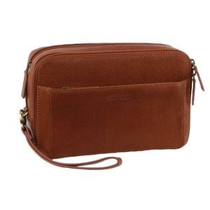 Pierre Cardin s Leather Toiletry  Travel Organizer Wash Case Tan