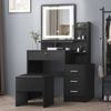 Alfordson Dressing Table Stool Set Led Black