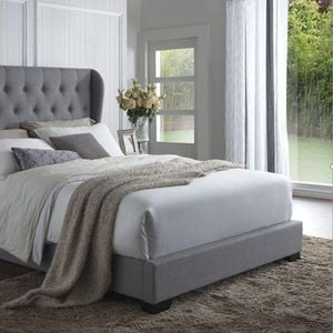 Istyle Wimbledon Queen Bed Frame Fabric Grey