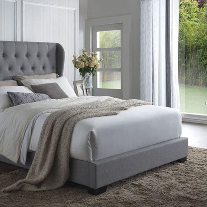 Istyle Wimbledon Queen Bed Frame Fabric Grey