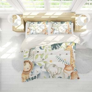 3D Elephant Giraffe Lion Fox Animal Quilt Cover Set Bedding Set Pillowcases 03