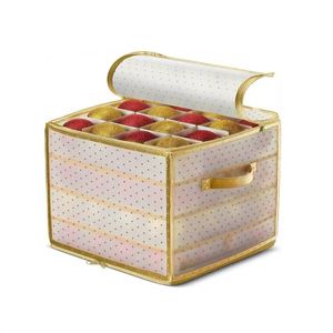 Catzon 34X68X34cm Christmas Ornament Storage Box With Inner Tray Dividers For Holiday Ornaments-Gold
