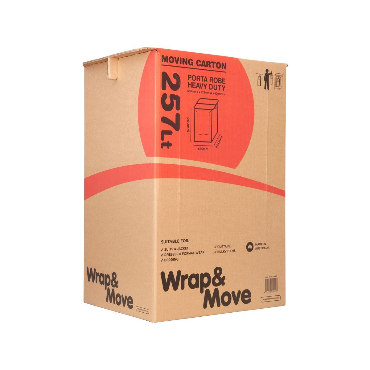 Wrap & Move 475 x 900 x 600mm 257L Heavy Duty Porta Robe Moving Carton ...