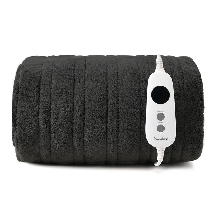 Dreamaker Kingston Coral Fleece Washable Electric Heated Throw Blanket Charcoal 130x160cm | Overheat Protection & Auto-off