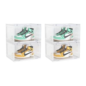 Soga 2x 2-tier Transparent Shoe Organiser Stackable Folding Storage Box Magnetic Door