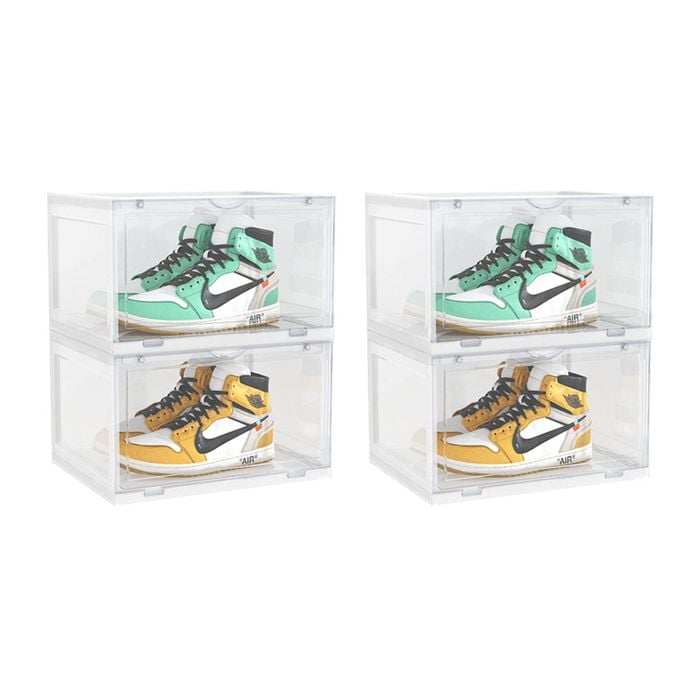 Soga 2x 2-tier Transparent Shoe Organiser Stackable Folding Storage Box Magnetic Door