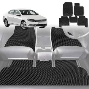 6D Diamond Car Floor Mats for VolksWagen Passat 2015-Current-Full Set-Black-Outback GT