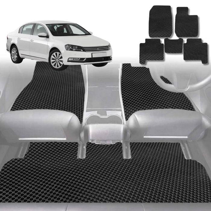 6D Diamond Car Floor Mats for VolksWagen Passat 2015-Current-Full Set-Black-Outback GT