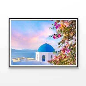 Bougainvillea Tree In Santorini   Print 100% Australian Made 90x60cm  (poster)