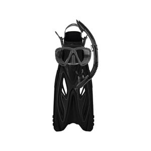 3pc Mirage Rayzor Gold Adult Mask/Snorkel/Flipper Set Black L/XL