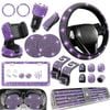 Catzon 27pcs Bling Car Accessories Set Universal Fit 15in Steering Wheel Covers-purple