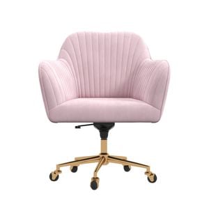 Casa Decor Arles Velvet Office Chair Mid Back Swivel Adjustable Blush