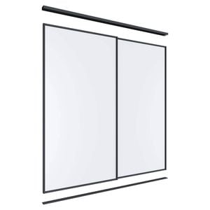Lugna 2400 x 1801-2400mm Black Melamine Wardrobe Double Sliding Doors