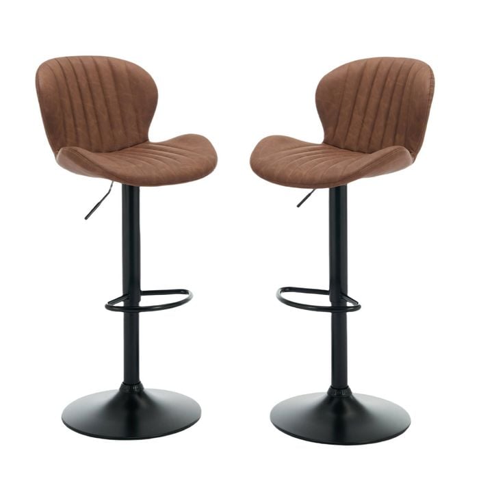 Homfurn Set of 2 Modern Faux Leather Swivel Bar Stools