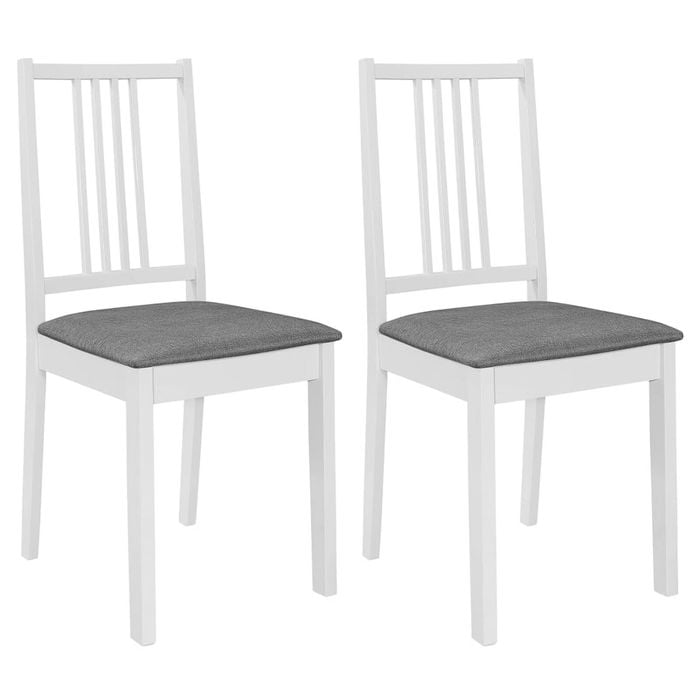 vidaXL 2x Dining Chairs with Cushions White Kitchen Dinner Seating