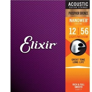 Elixir #16077 Acoustic Nano Phosphor Bronze String 12-56 Light Medium