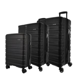 3pc Pierre Cardin 4 Wheel Hard-Shell Suitcase Travel Luggage Set Black