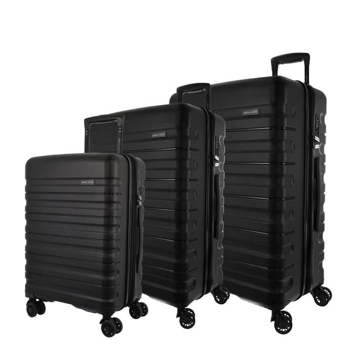 3pc Pierre Cardin 4 Wheel Hard-Shell Suitcase Travel Luggage Set Black