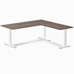 Desky Fixed Height Jarrah Legno Melamine L-Shape Office Desk 1800x1750mm White Frame
